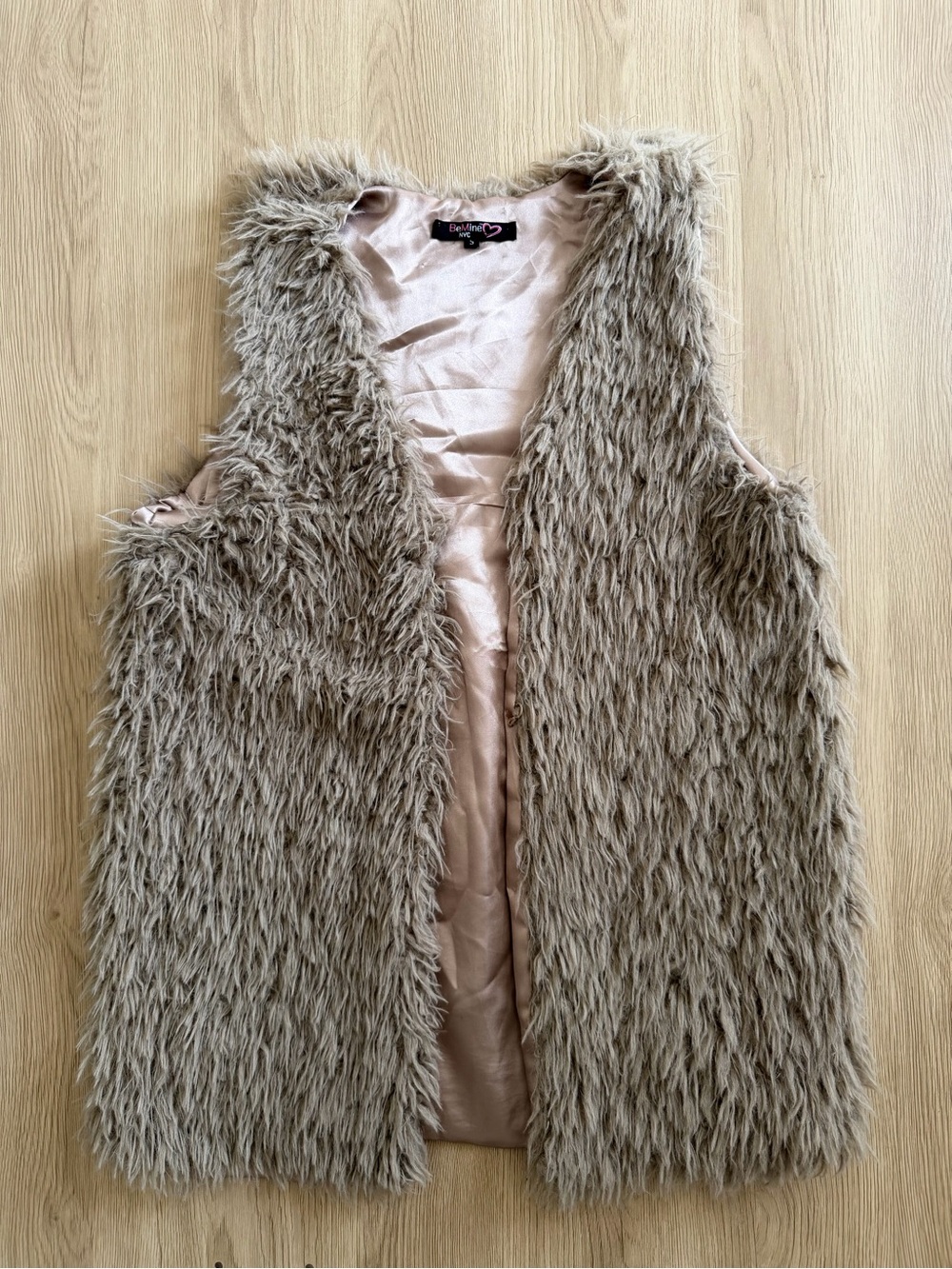 mine Taupe Faux Fur Sleeveless Vest